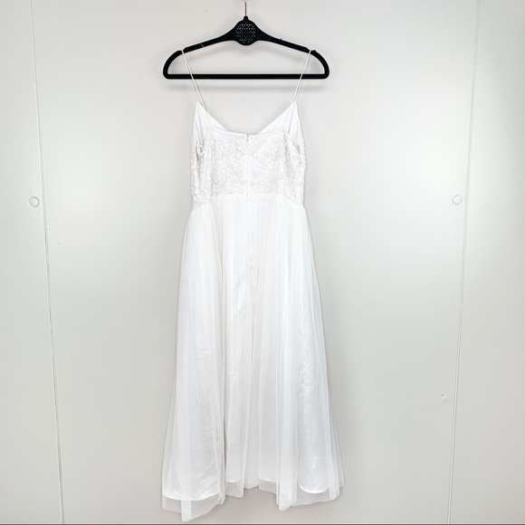 Adrianna Papell Beaded Floral Dress White Size 10 - Picture 13 of 14